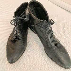 HUNT CLUB - Black Leather Flip Ankle Bootie